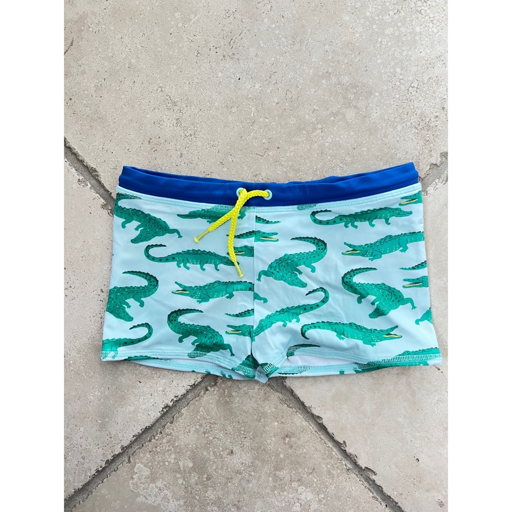 Mini Boden Boys Blue Green Crocodile Print Swim Trunks Shorts Size 7-8Y 128cm